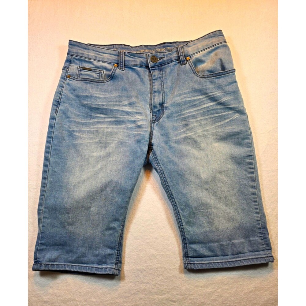 V19.69 Abbigliamento Sportivo SRL Men's Light Wash Stretch Denim 5-Pocket Shorts